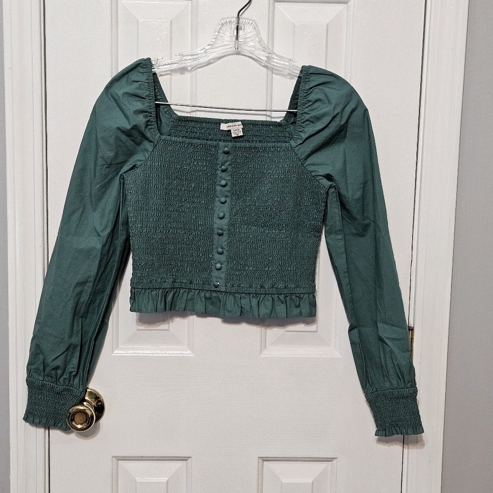 NWOT American Eagle Small Smocked Square Neck Ruffle Puff Sleeve Blouse